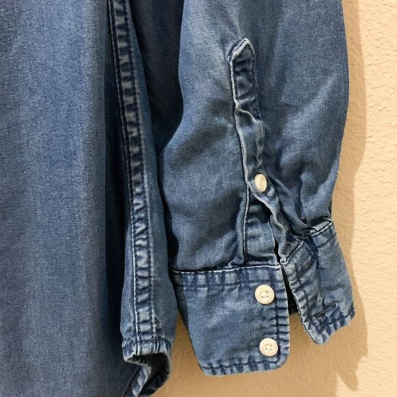 A New Day Shirt Small S Blue Button-Up Long Sleeves Chest Pocket 100%‎ Lyocell - Picture 8 of 10